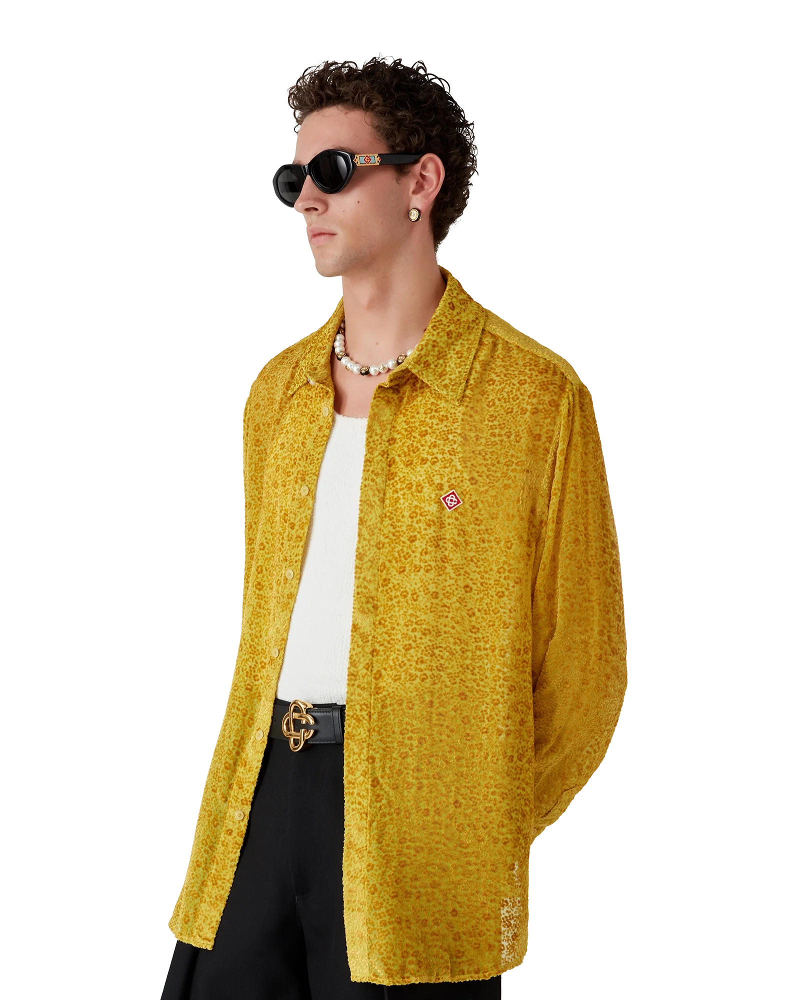 Floral Devoré Long Sleeve Silk Shirt
