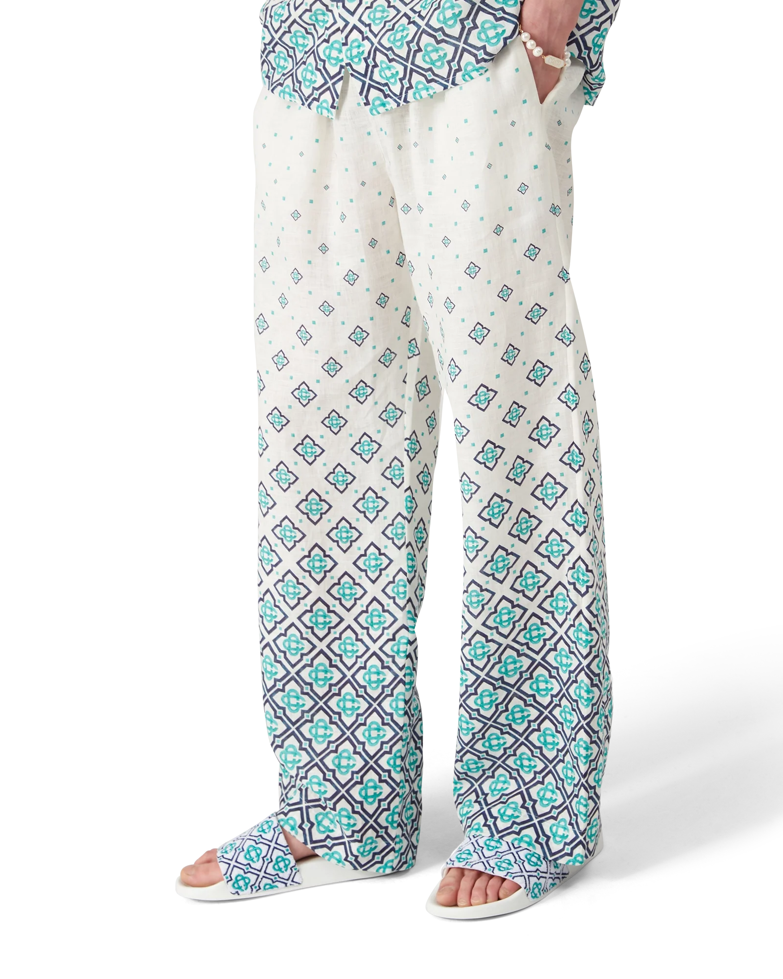 Gradient Monogram Linen Trousers