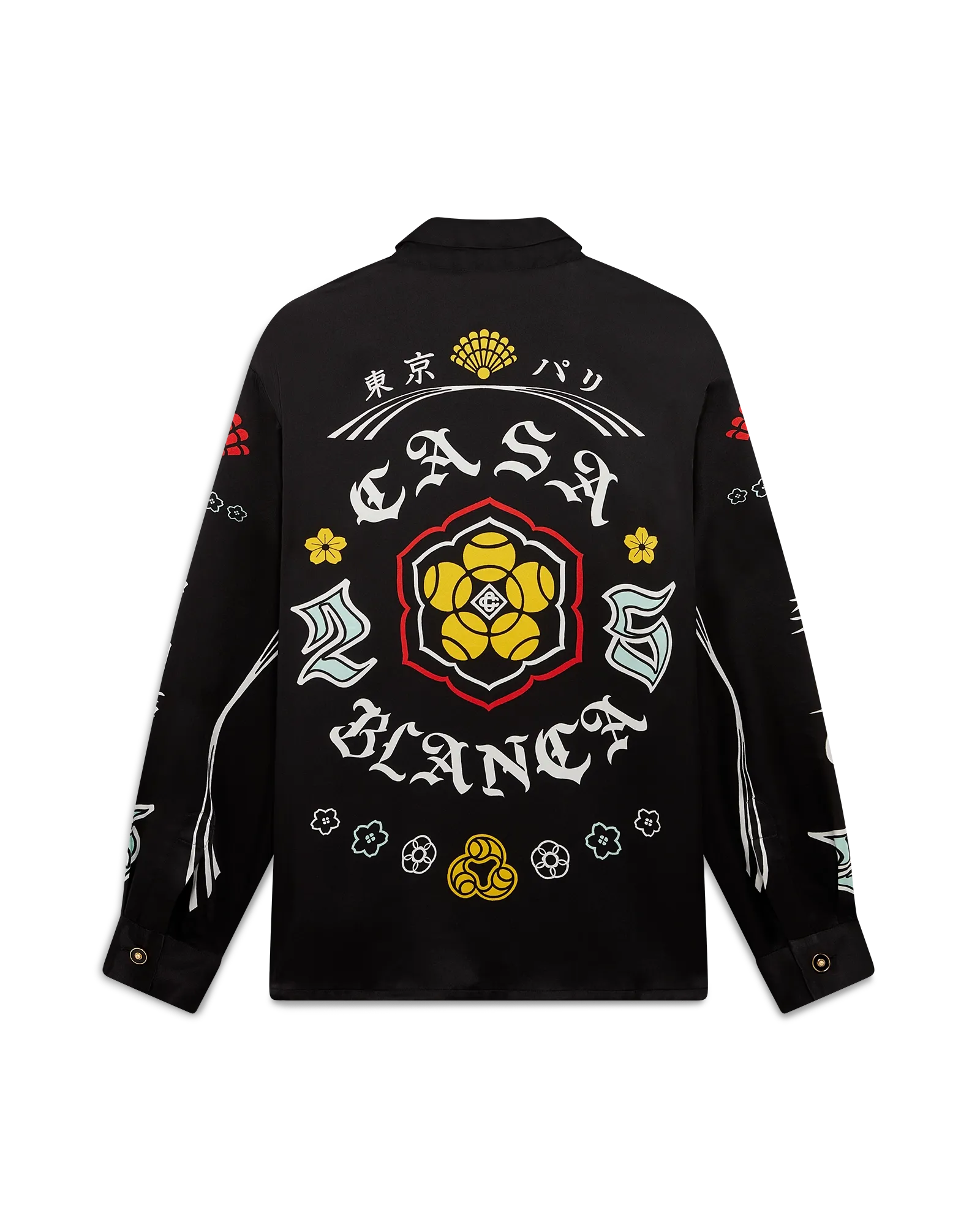 Emblem Long Sleeve  Silk Satin Shirt