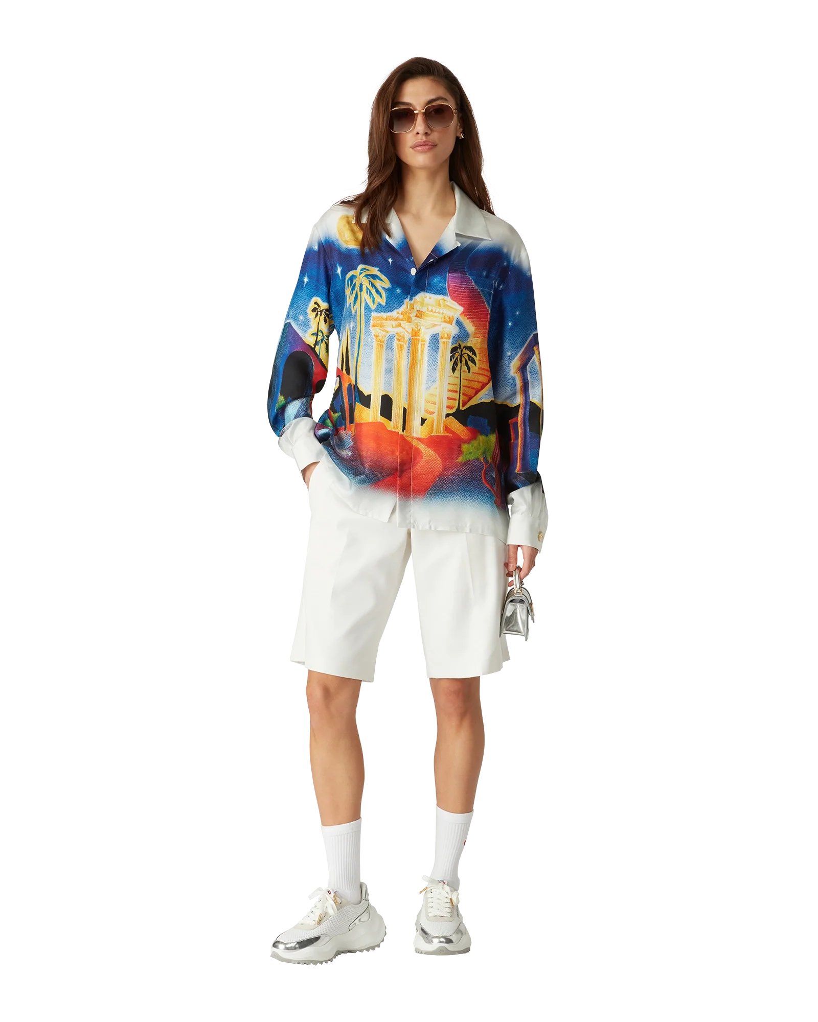 Midnight Acropolis Silk Long Sleeve Shirt