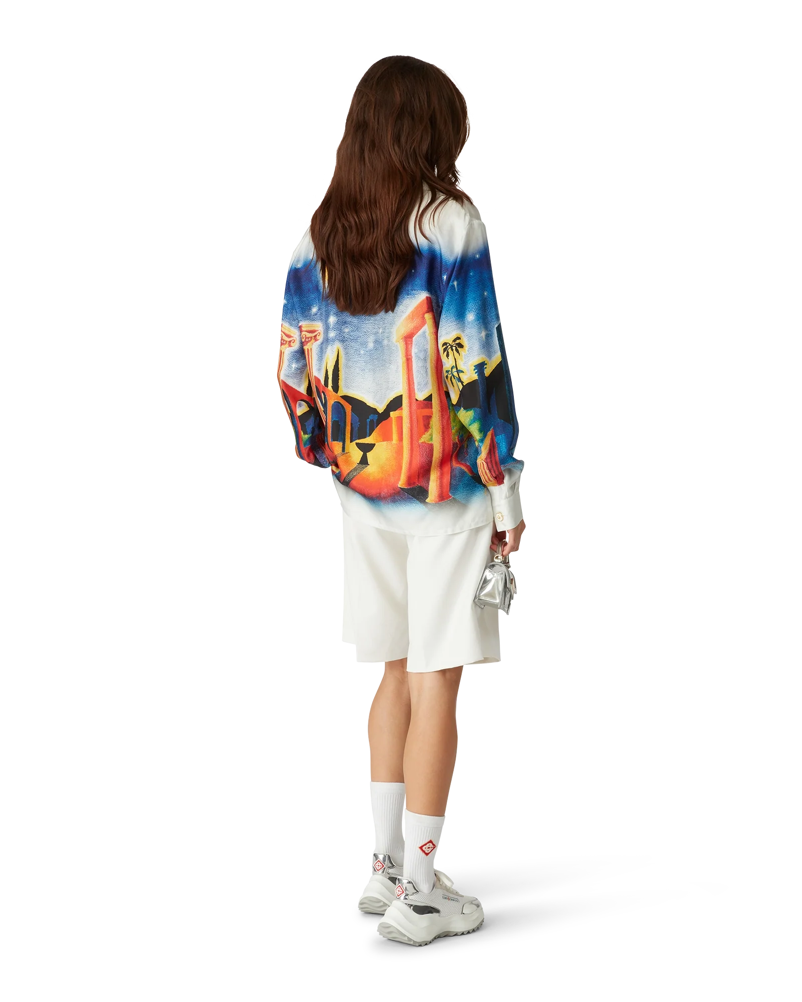 Midnight Acropolis Long Sleeve Silk Shirt