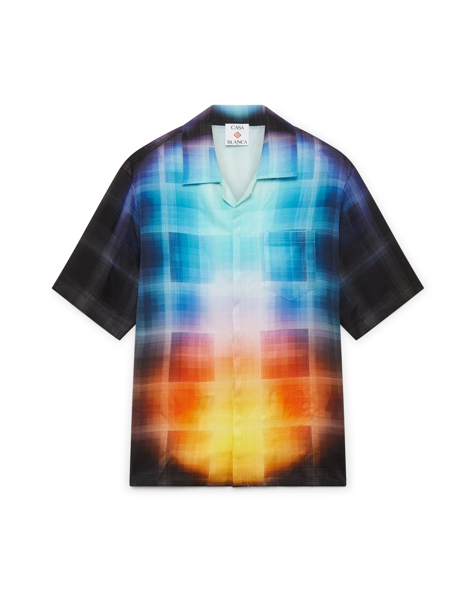 Gradient Check Viscose Blend Short Sleeve Shirt