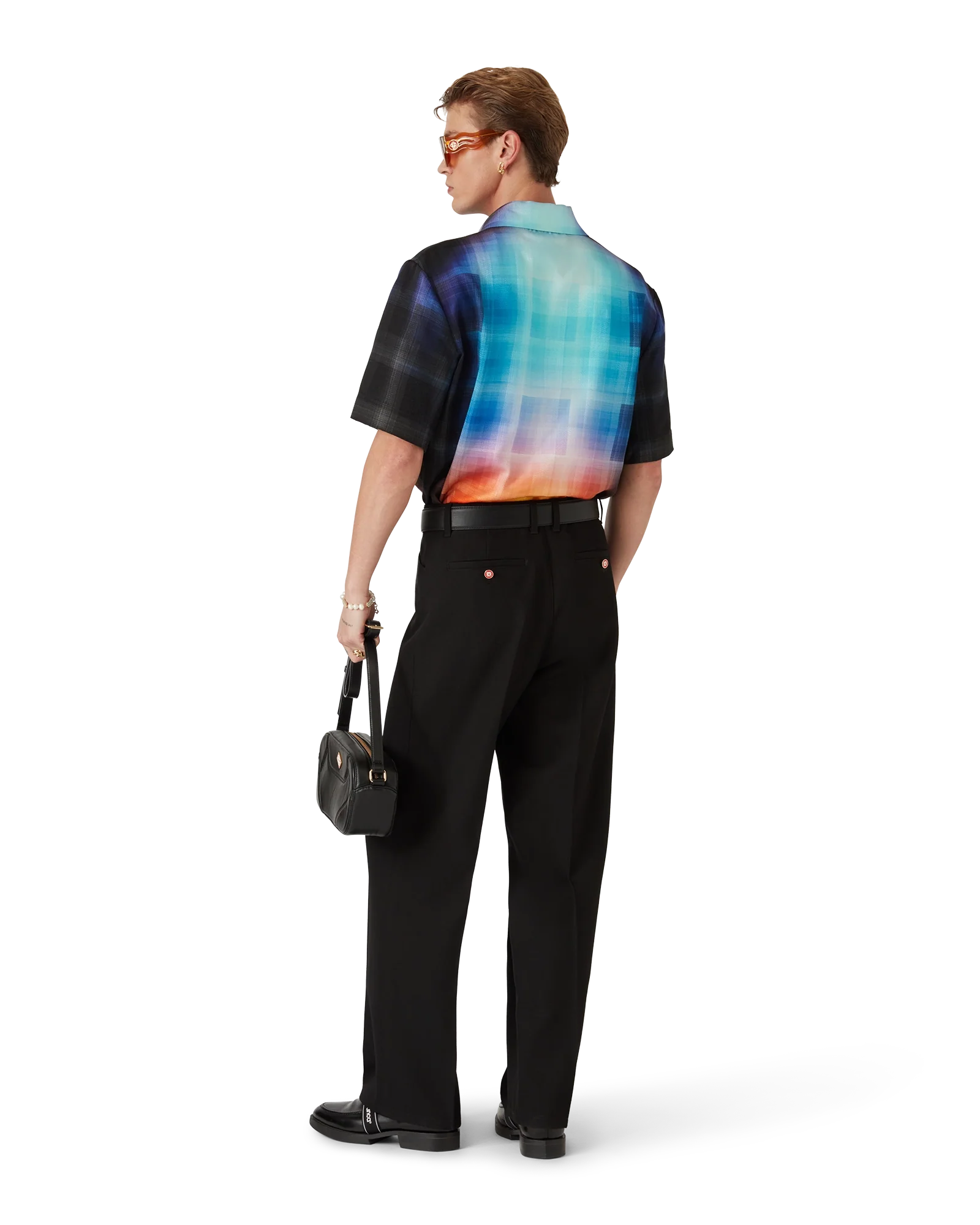 Gradient Check Viscose Blend Short Sleeve Shirt