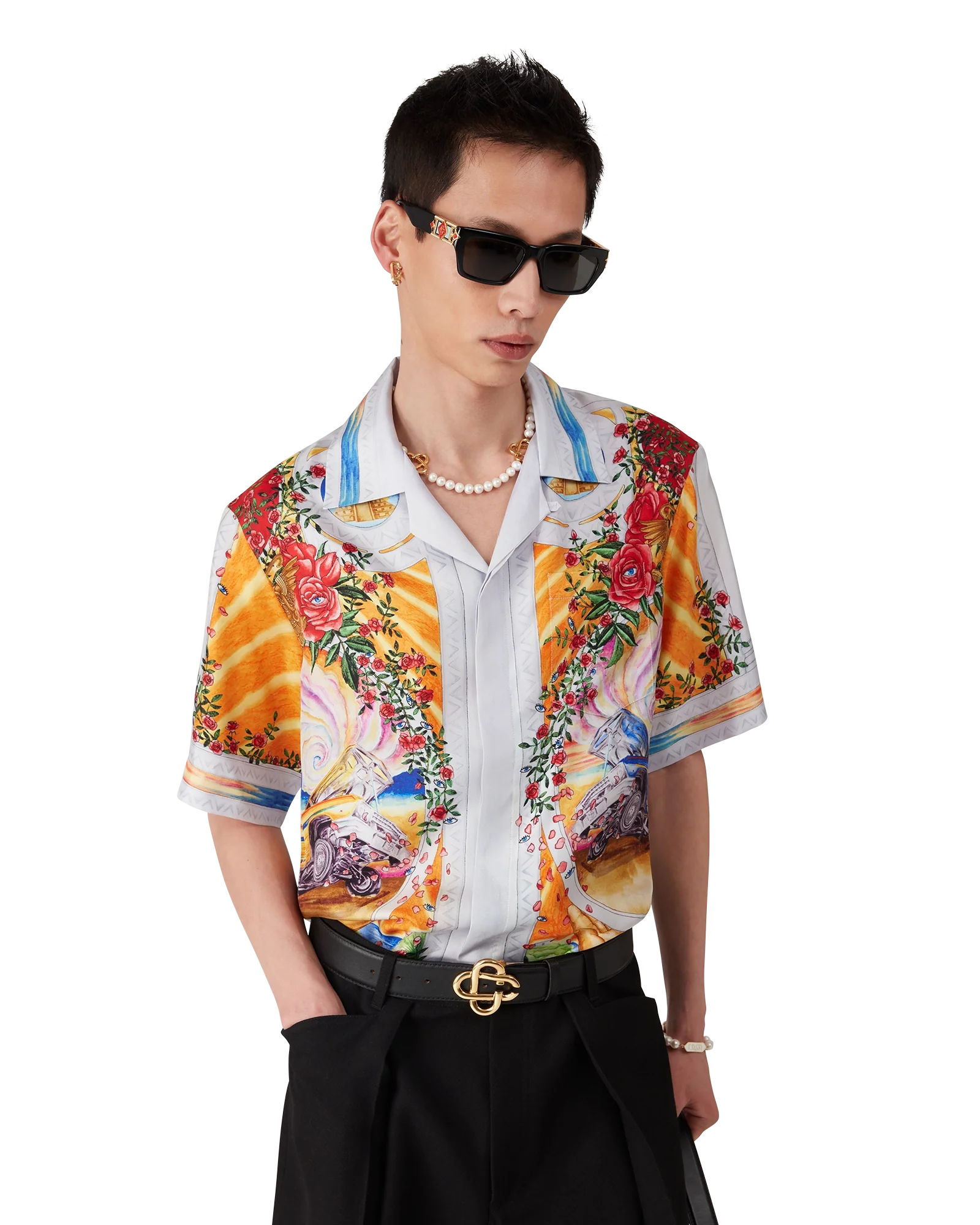 La Tornade De Rose Short Sleeve Silk Shirt
