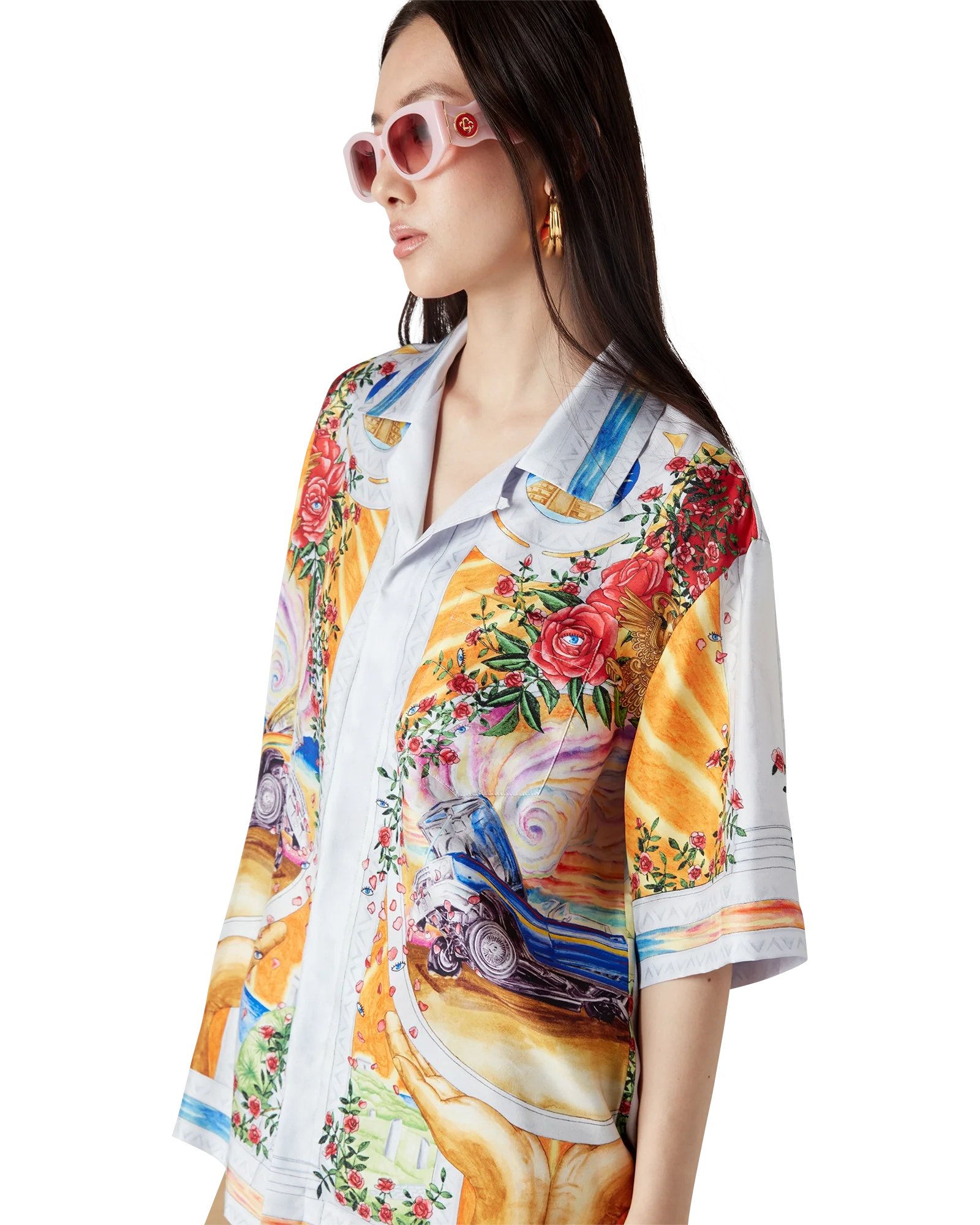 La Tornade De Rose Short Sleeve Silk Shirt
