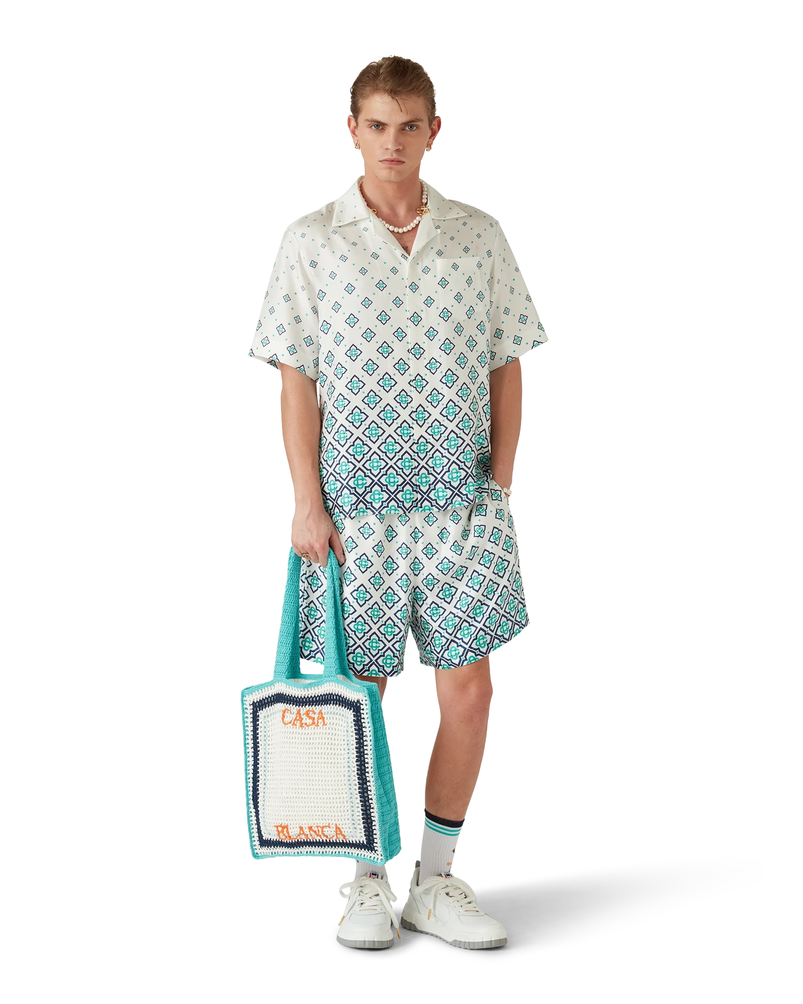 Gradient Monogram Short Sleeve Silk Shirt