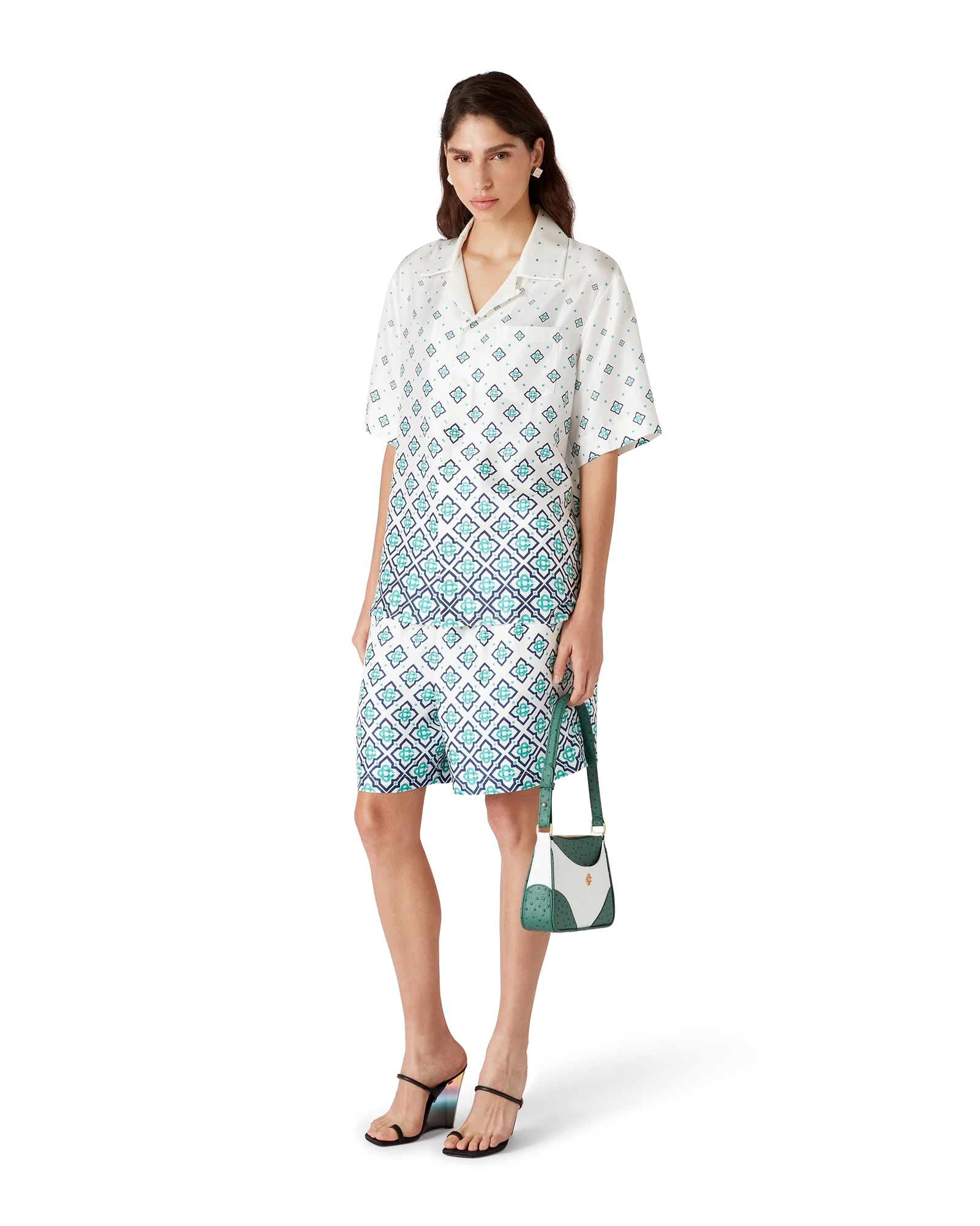 Gradient Monogram Short Sleeve Silk Shirt