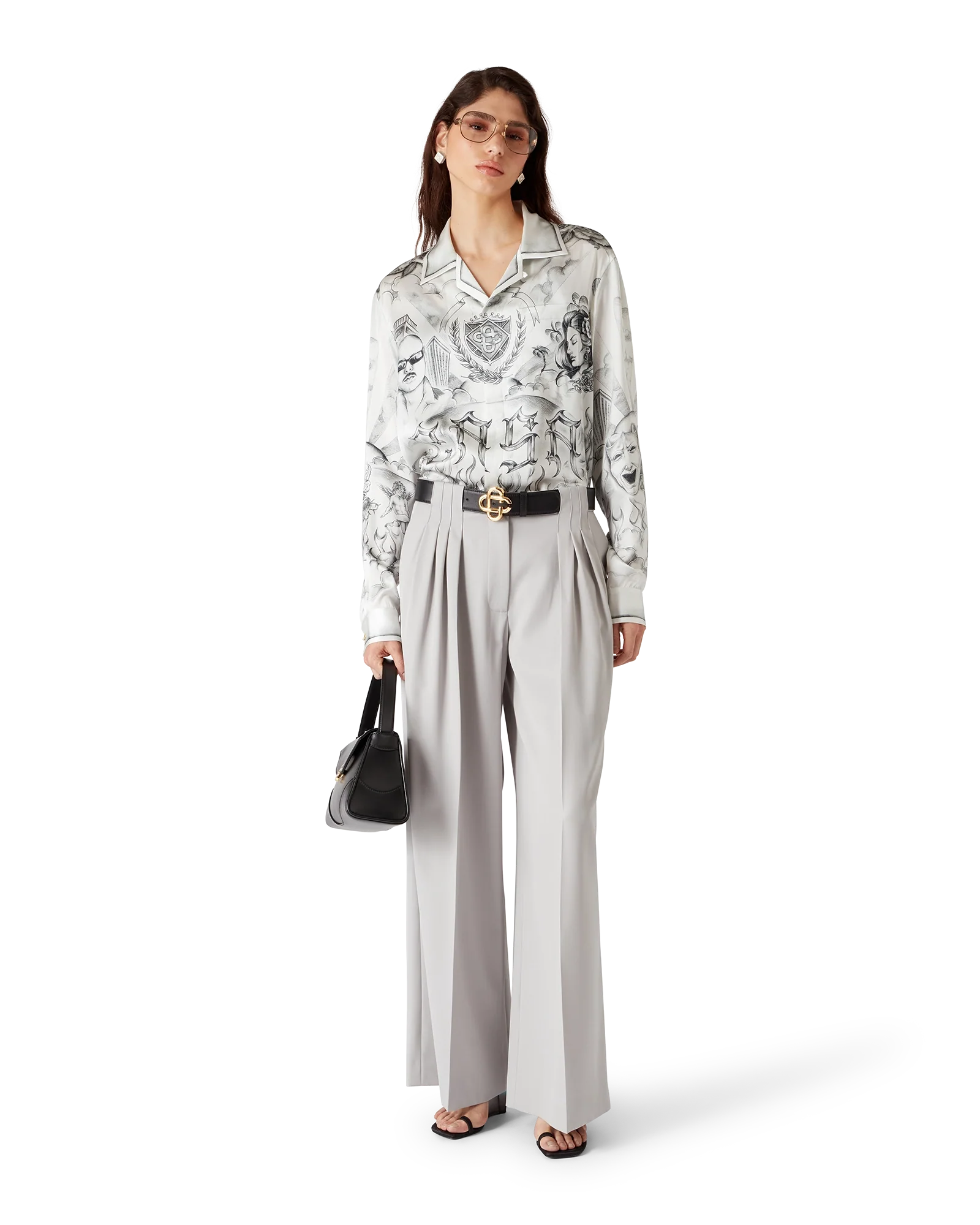 Tattoo Long Sleeve Silk Shirt