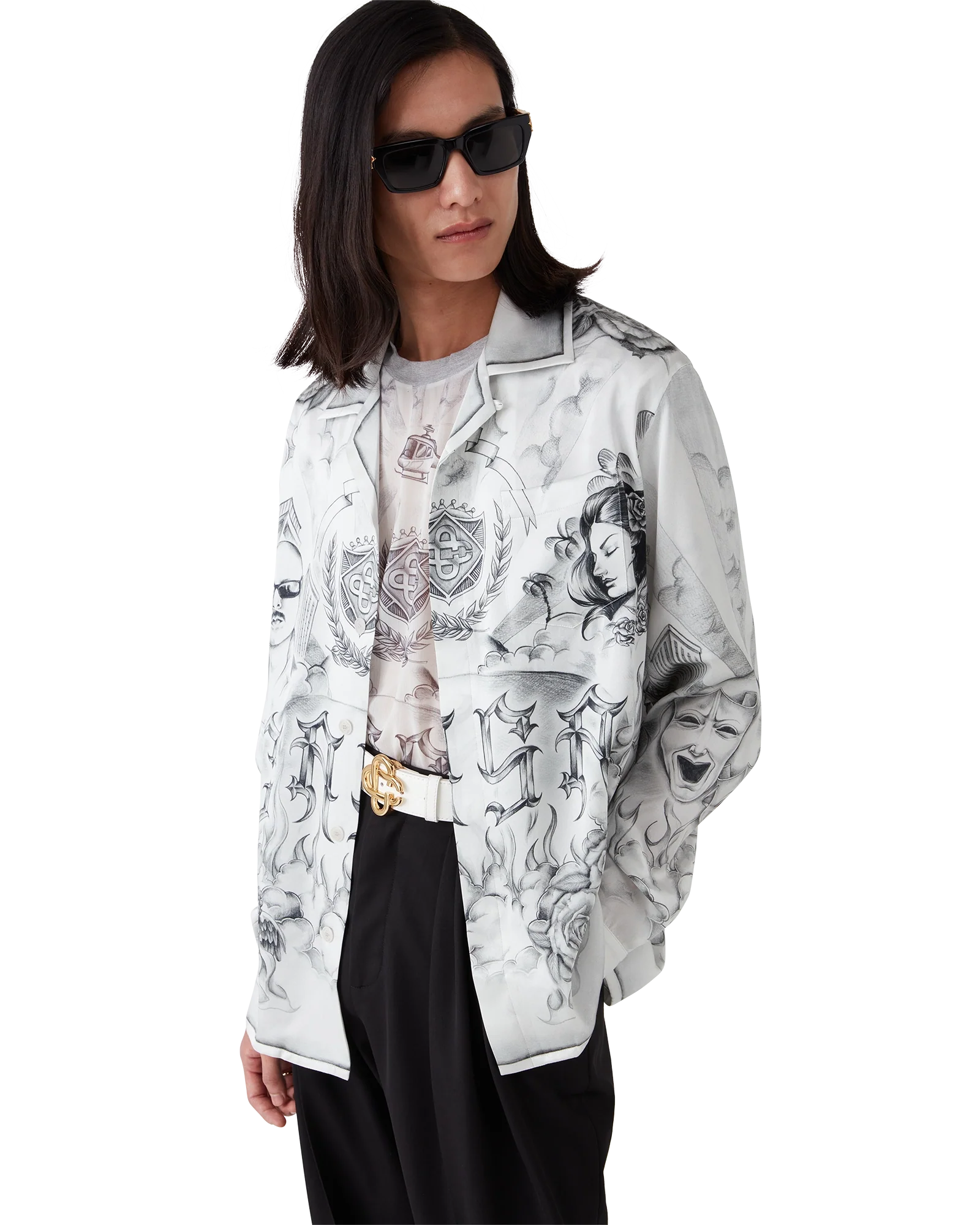 Tattoo Long Sleeve Silk Shirt