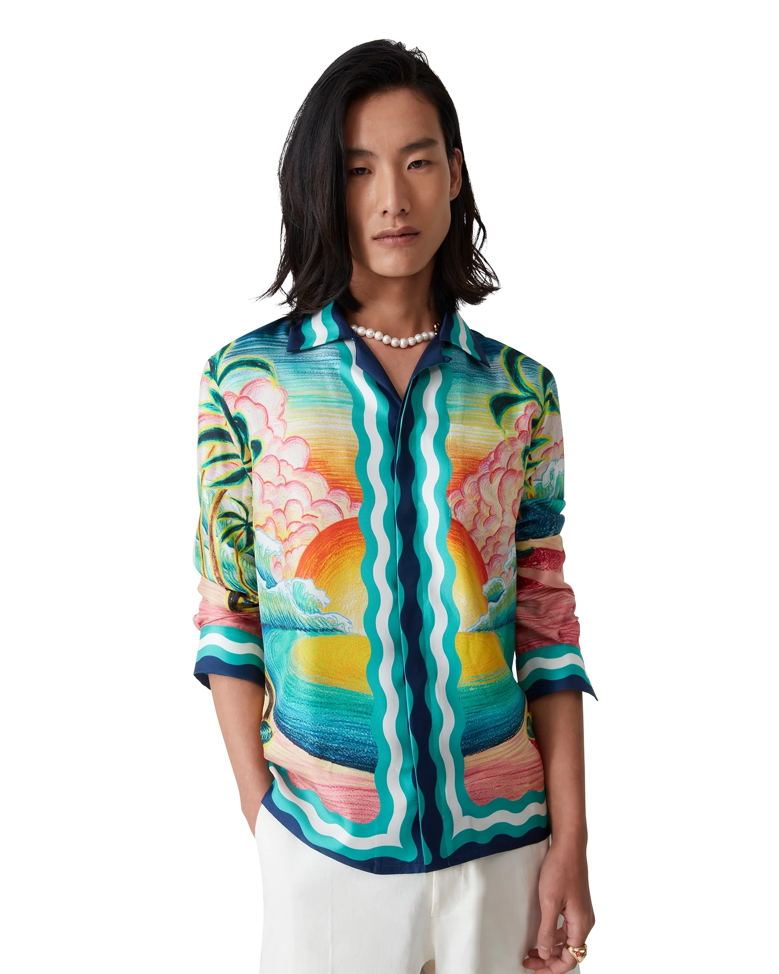 Danse De La Mer Long Sleeve Silk Shirt