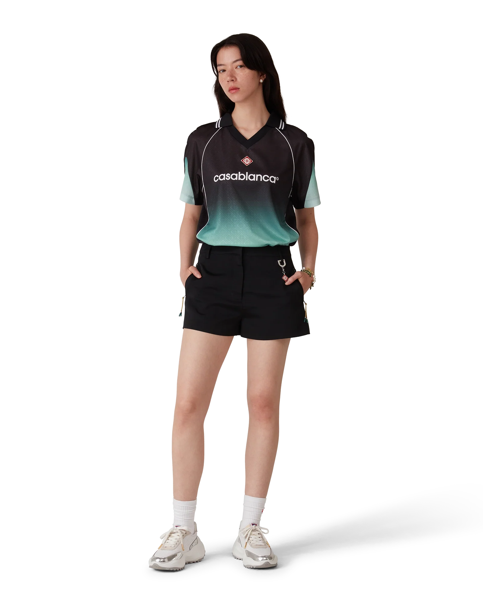 Gradient Monogram Jacquard Football Short Sleeve Shirt