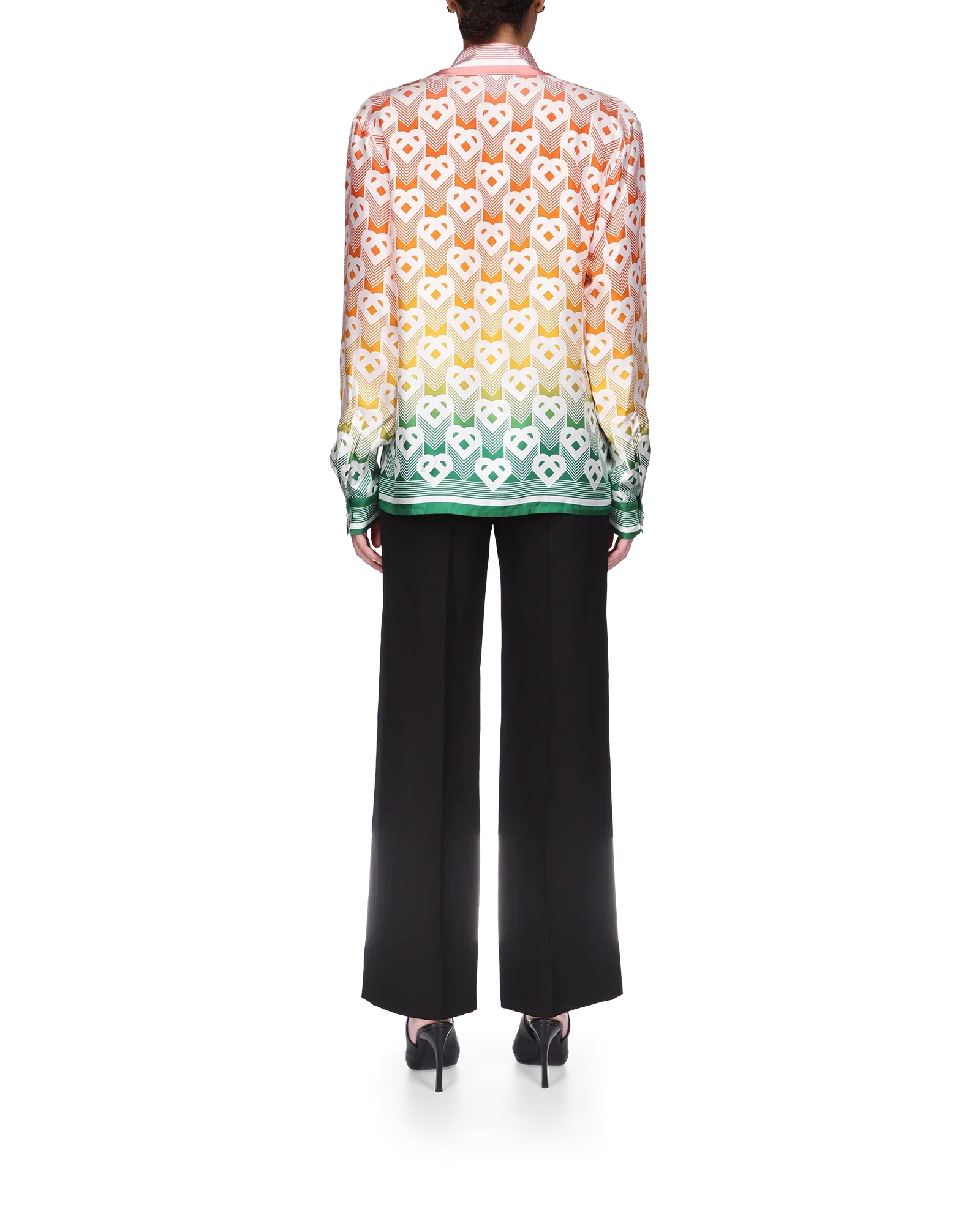 Gradient Heart Monogram Silk Shirt
