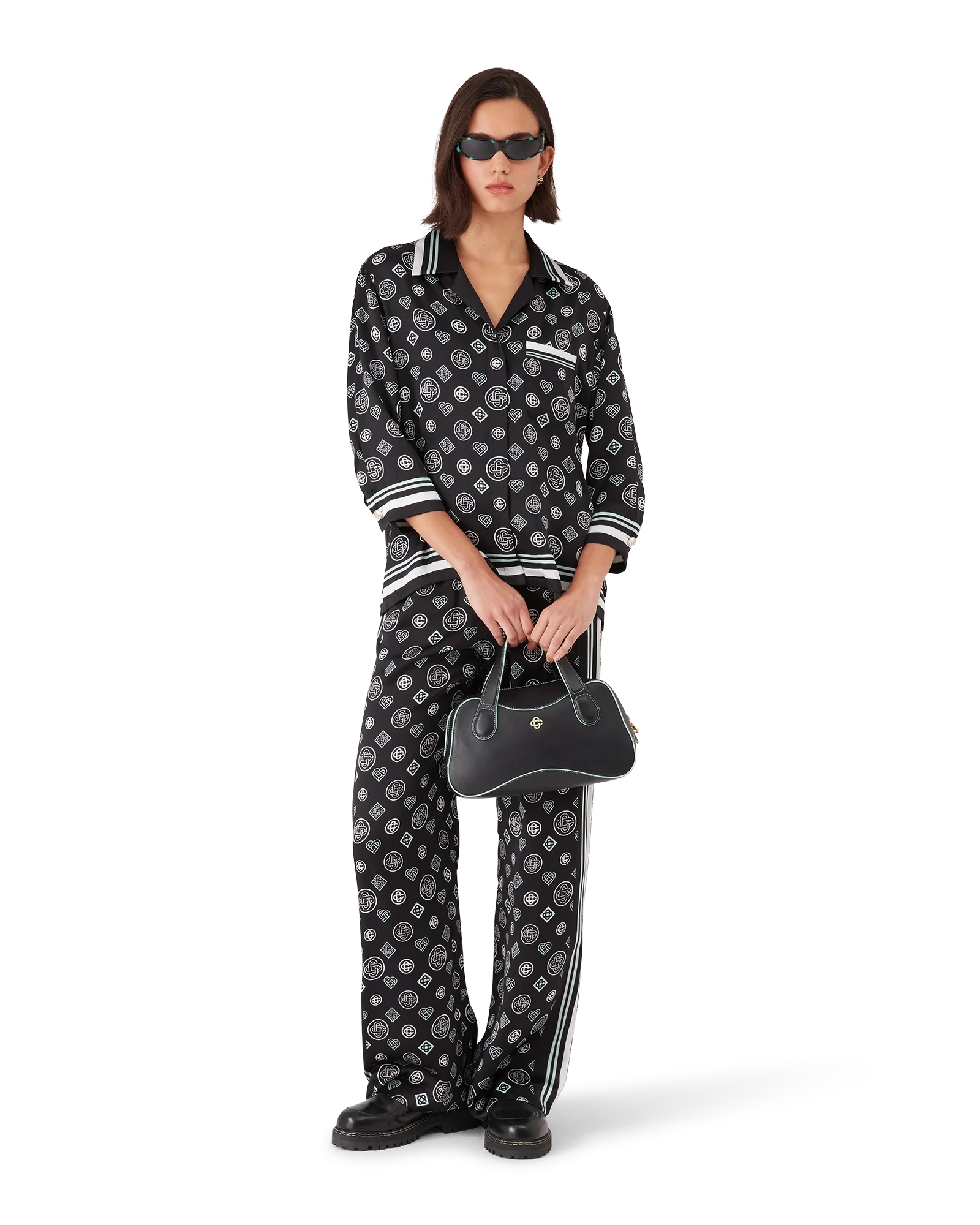 Monogram Pyjama Silk Satin Shirt