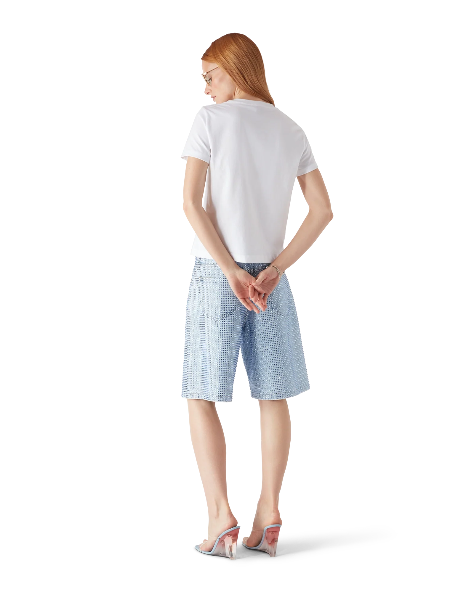 Crystal Warped Logo Fitted Short Sleeve T-Shirt