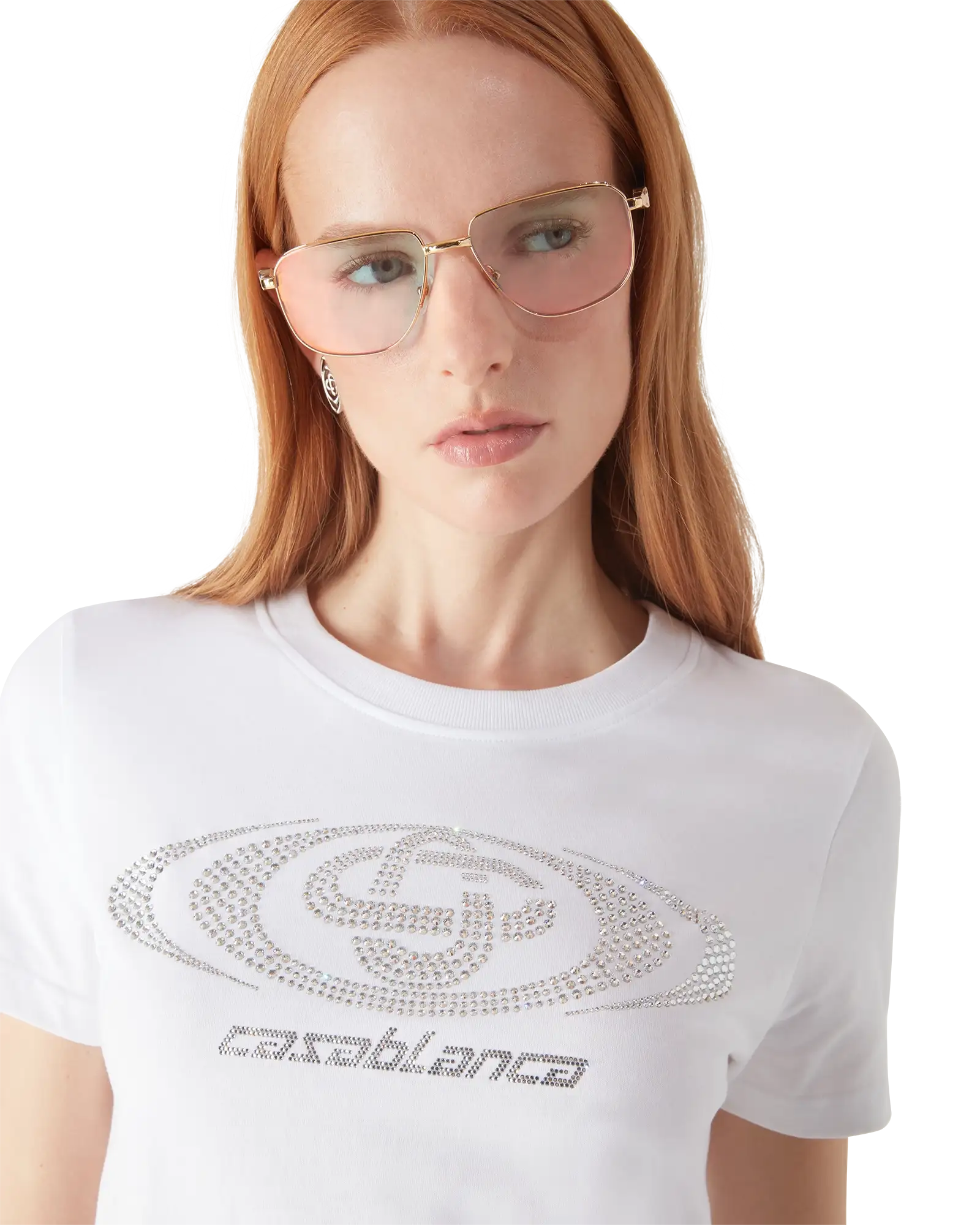 Crystal Warped Logo Fitted Short Sleeve T-Shirt