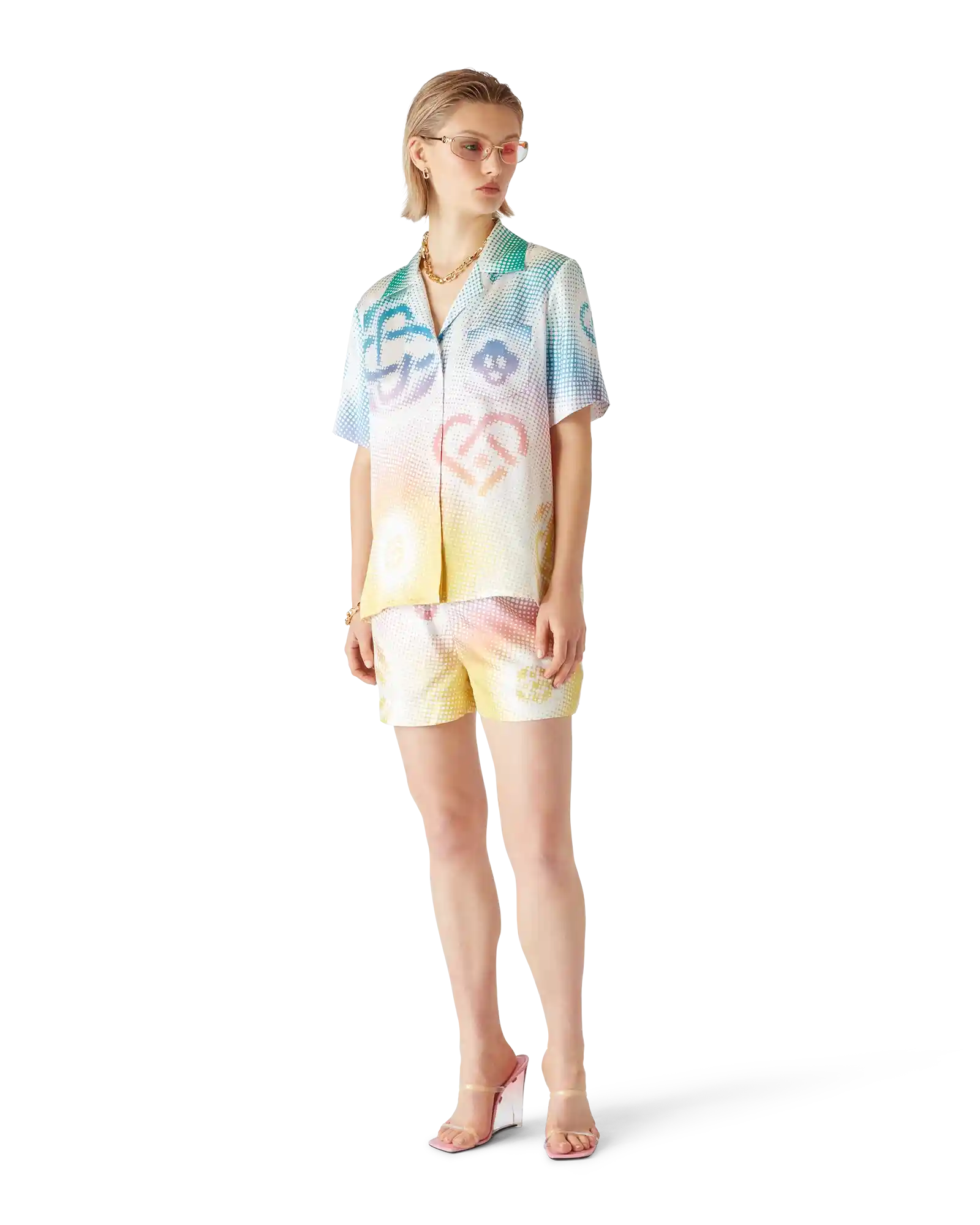 Halftone Logo Silk Shorts