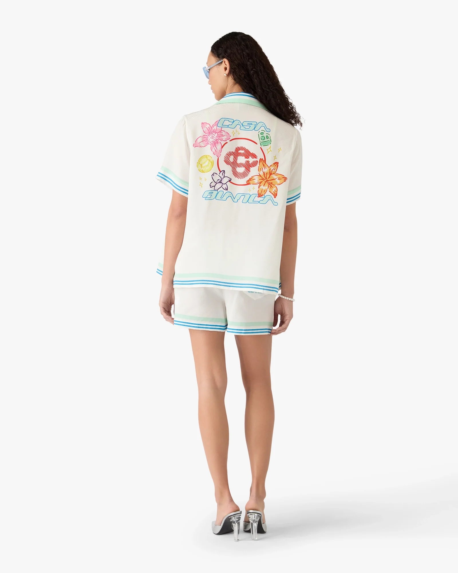 Floral Cuban Collar Short Sleeve Silk Shirt
