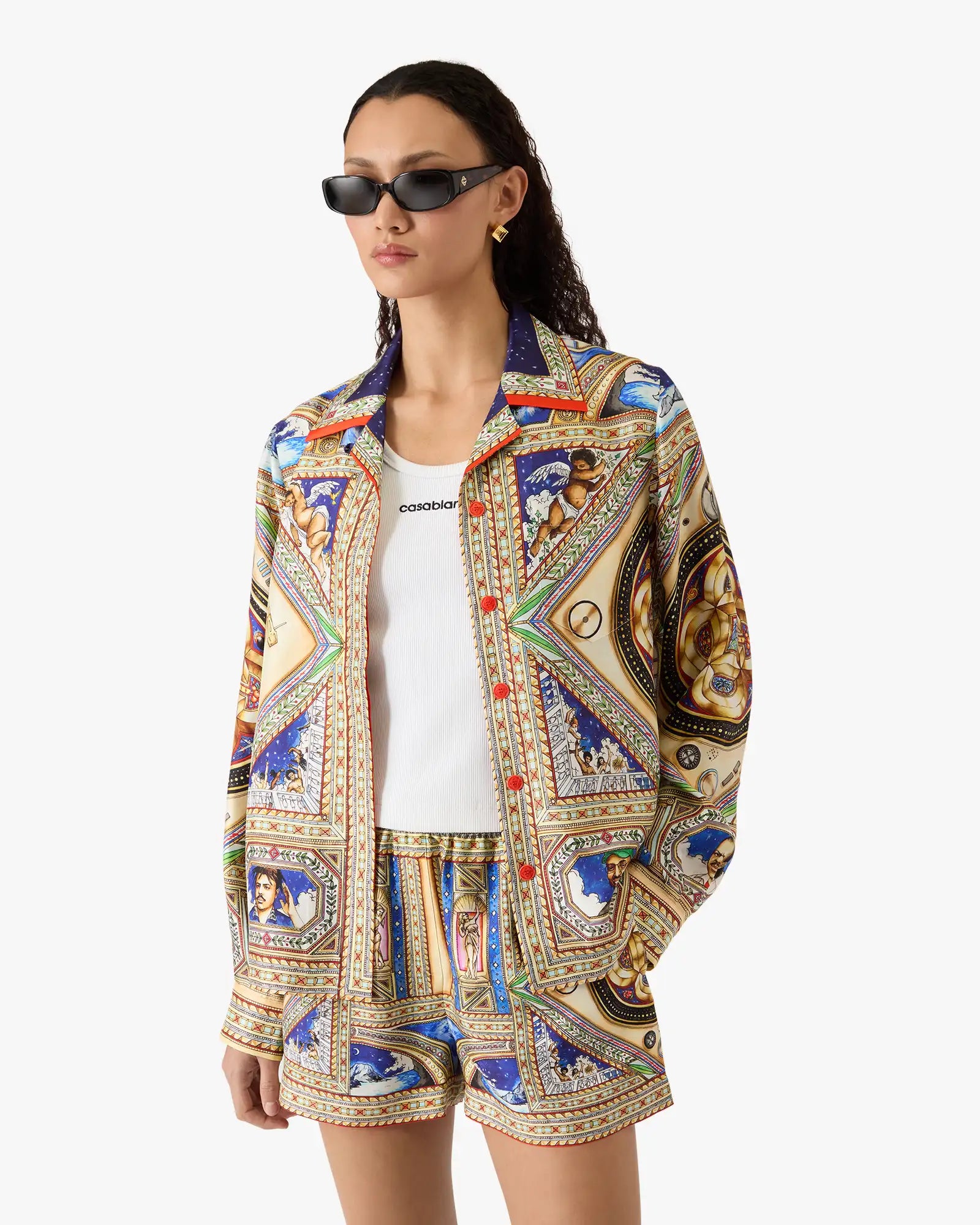 Take Me To Church Cuban Collar Long Sleeve Silk Shirt