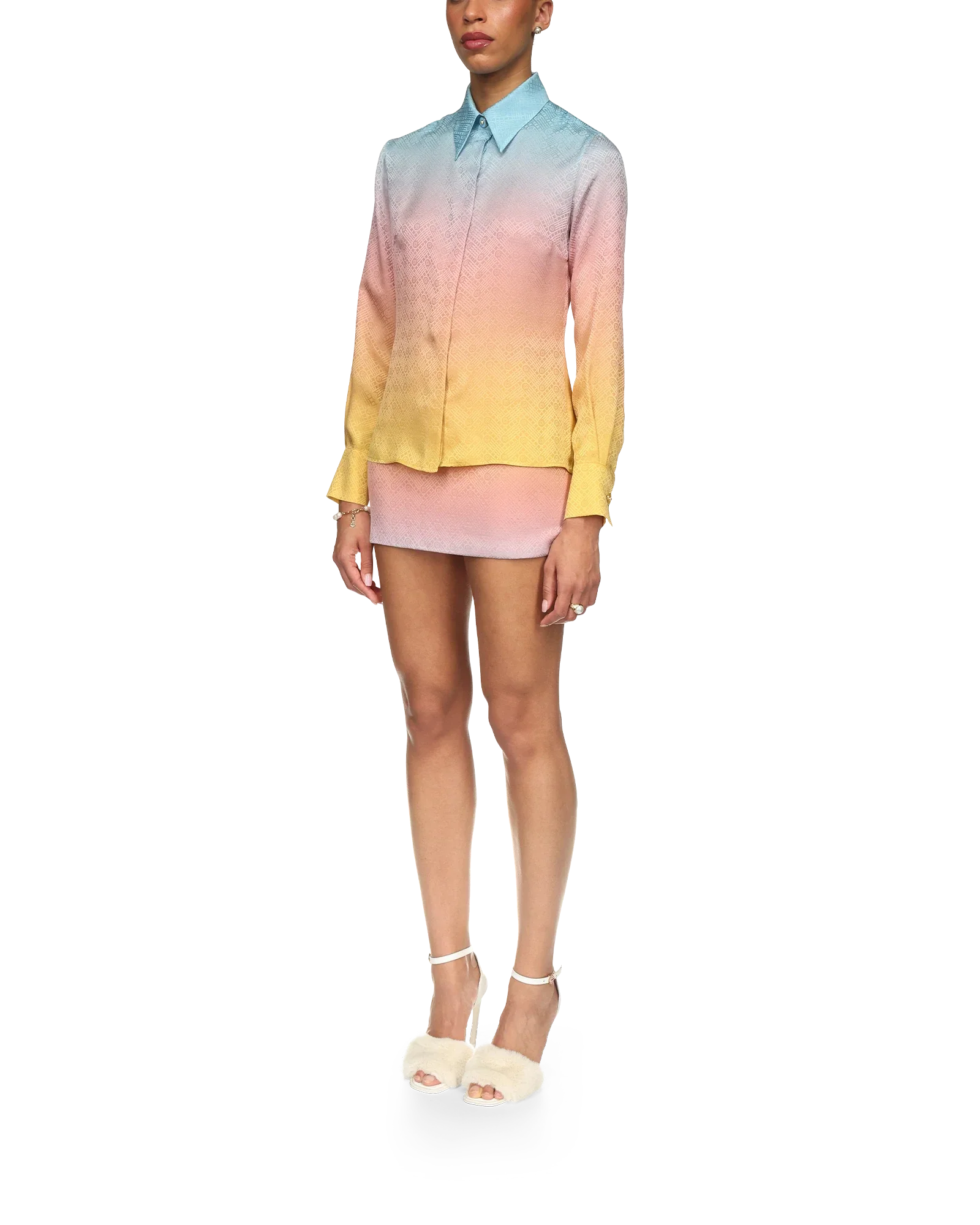 Ping Pong Gradient Silk Long Sleeve Shirt
