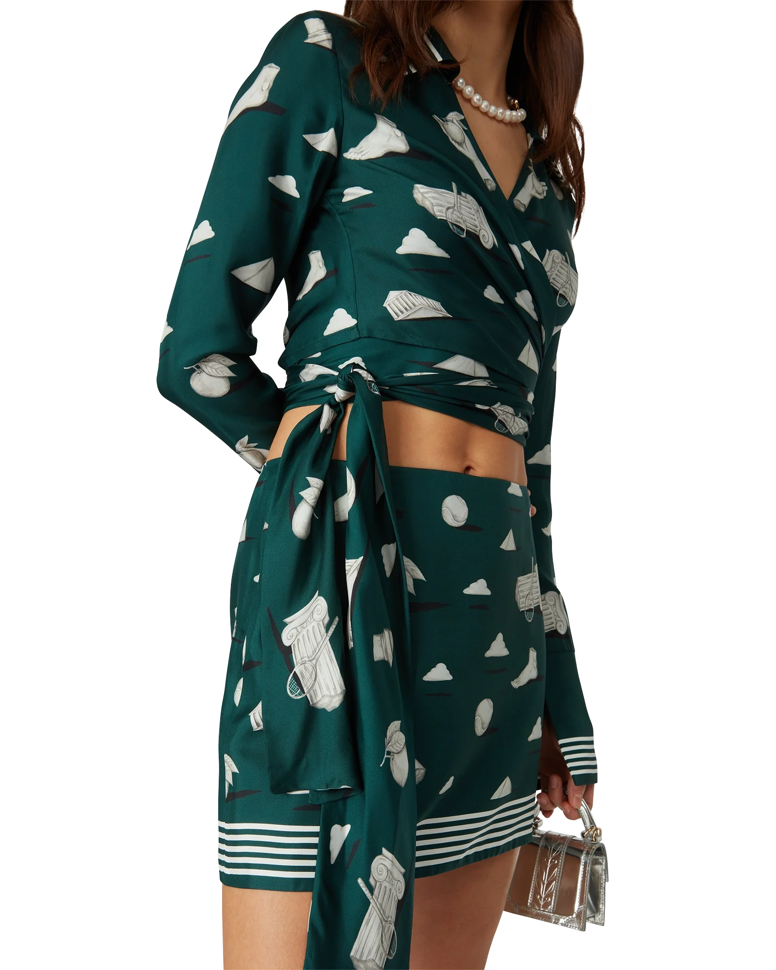 Metaphysical Long Sleeve Silk Wrap Shirt