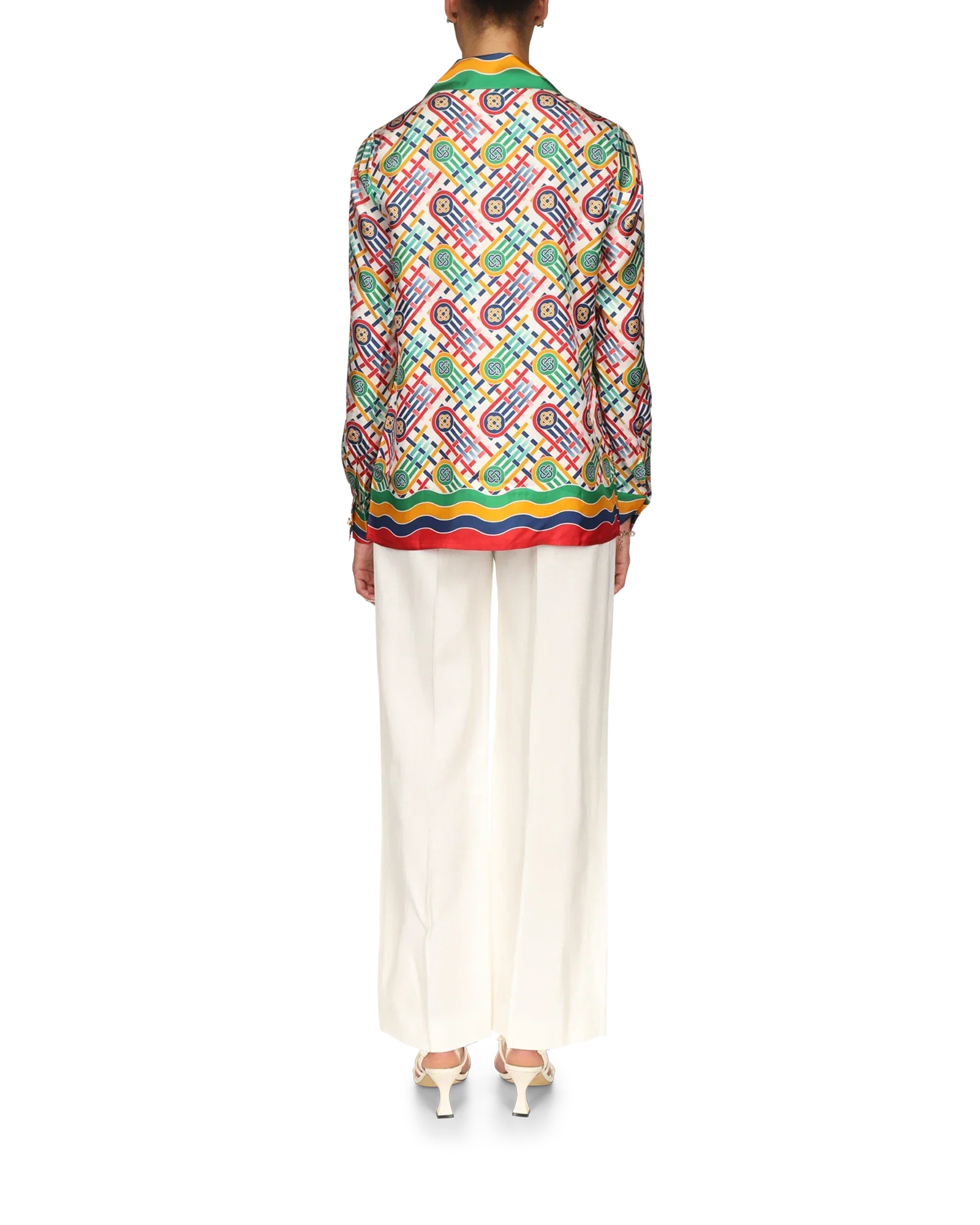 Tennis Monogram Long Sleeve Silk Shirt