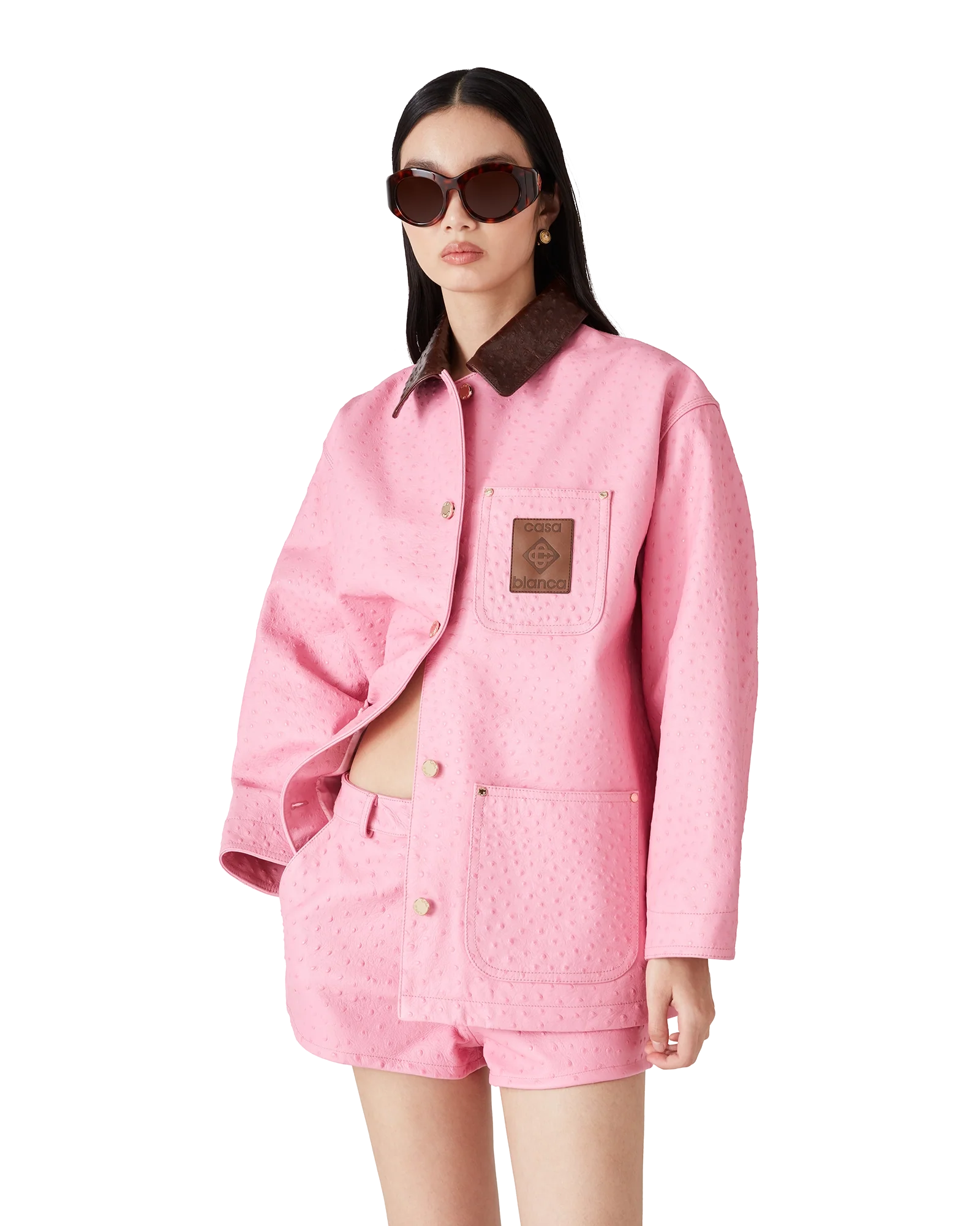 Embossed Leather Workwear Coat
