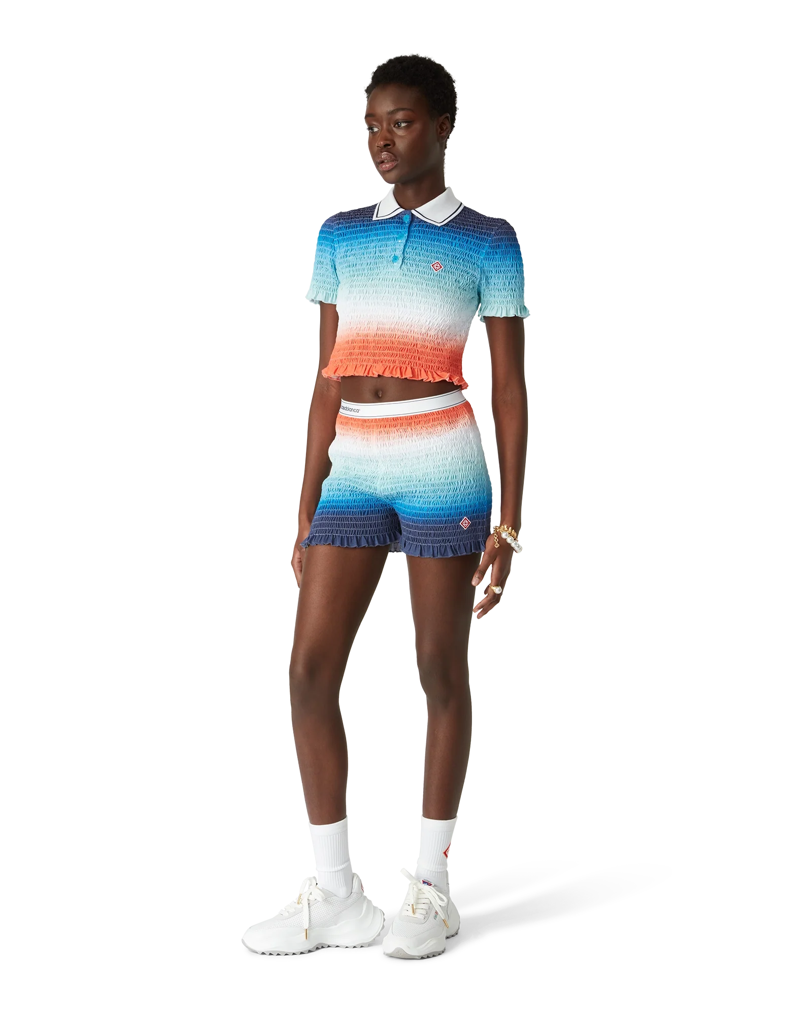 Gradient Shirred Shorts