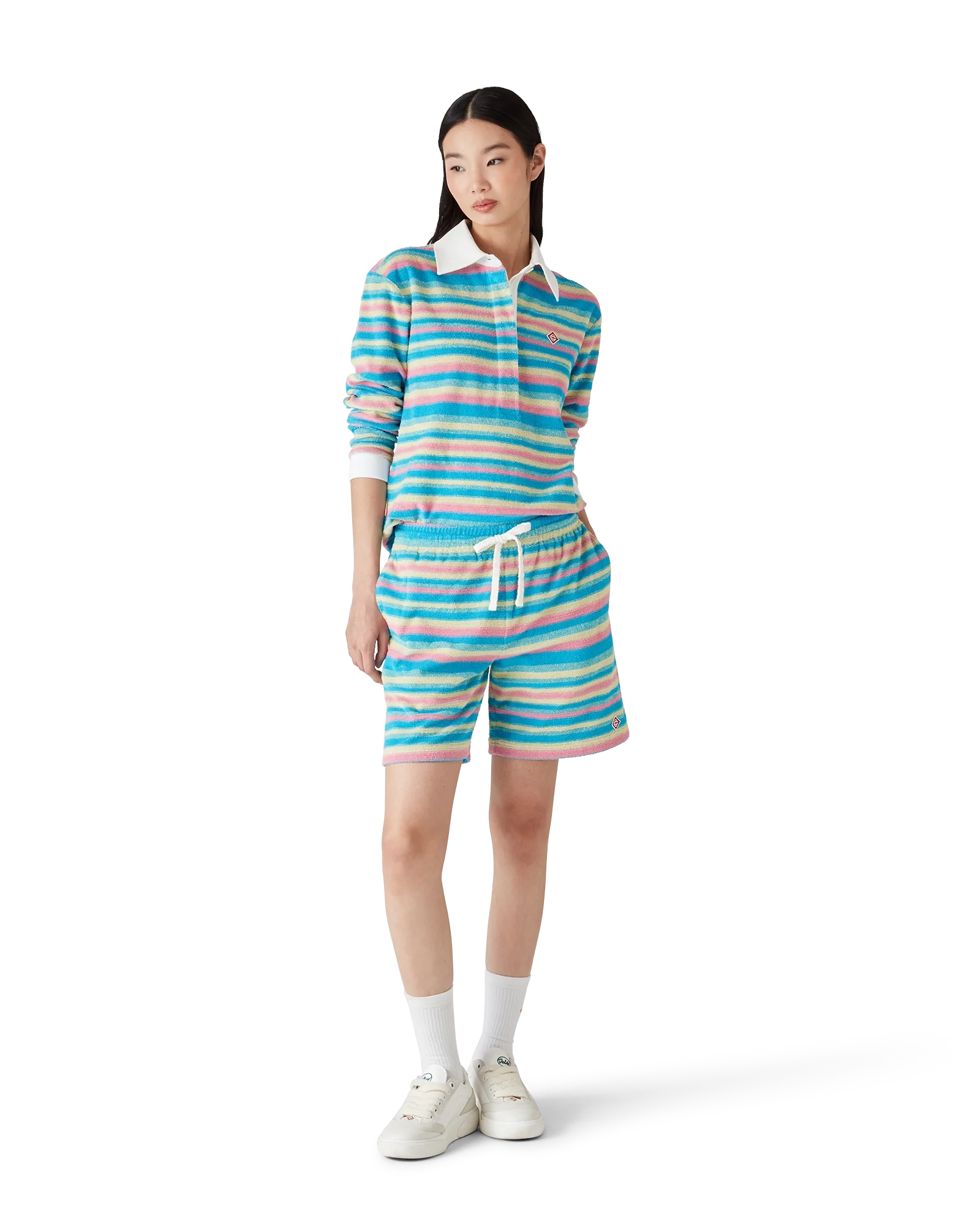 Stripe Towelling Polo Shirt