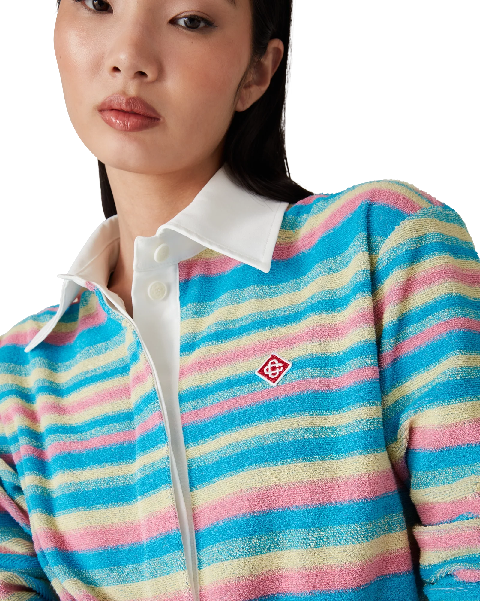 Stripe Towelling Polo Shirt
